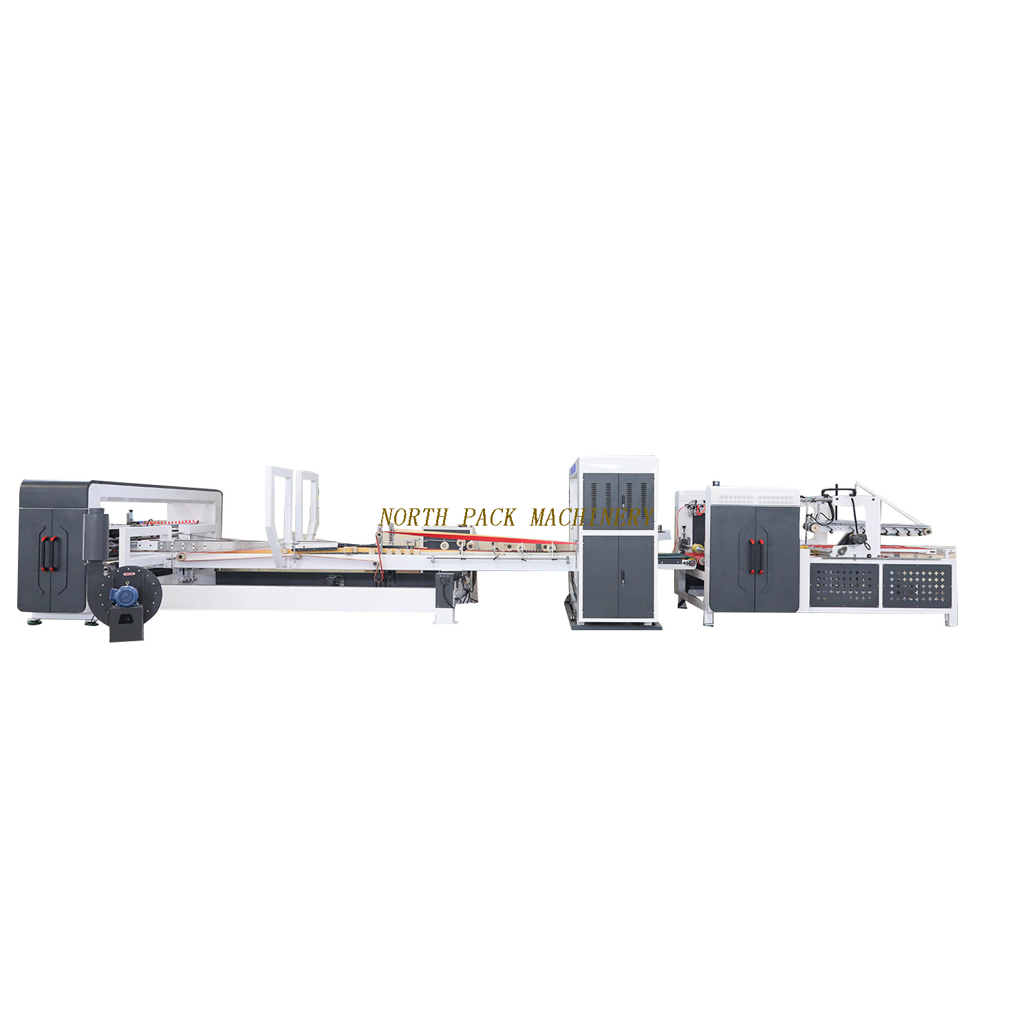 Corrugated Cardboard Automatic Folding Gluing Stitching Carton Box Packaging Machine